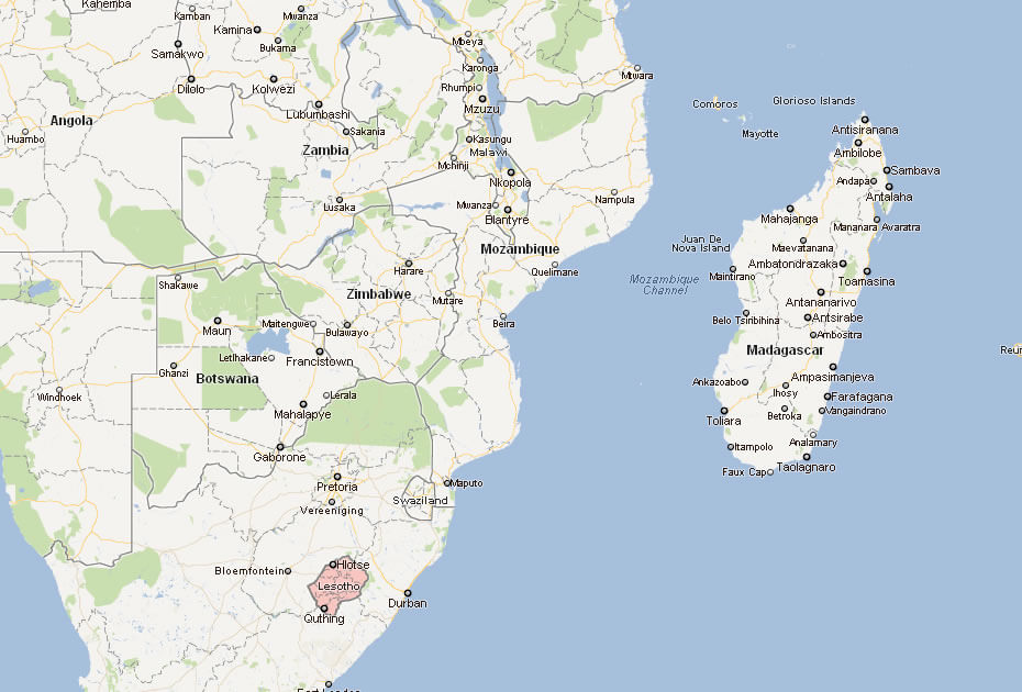 karte von lesotho afrika